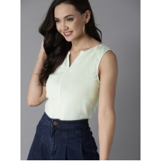 Deals, Discounts & Offers on Laptops - [Size XL] HERE&NOWCasual No Sleeve Solid Women Green Top