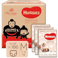 Deals, Discounts & Offers on Baby Care - Huggies Premium Soft Pants Sumo Monthly pack Medium size - M(186 Pieces)