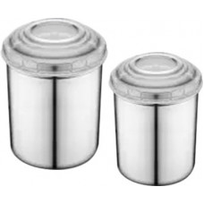 Deals, Discounts & Offers on Kitchen Containers - Classic Essentials 2 Pieces Canister With White Lid - 1500 ml, 850 ml Steel Tea Coffee & Sugar Container(Pack of 2, White)