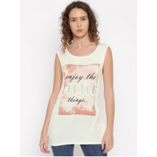 Deals, Discounts & Offers on Laptops - Vero ModaCasual No Sleeve Printed Women White Top