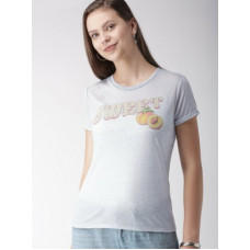 Deals, Discounts & Offers on  - [Size S, M, L] FOREVER 21Printed Women Round Neck Blue T-Shirt