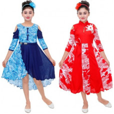 Deals, Discounts & Offers on  - [Size 1- 4Y] SKDCGirls Calf Length Casual Dress(Multicolor, 3/4 Sleeve)
