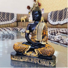 Deals, Discounts & Offers on  - Craft Junction Beautiful Black Golden Meditating Lord Buddha Decorative Showpiece - 25 cm(Polyresin, Multicolor)