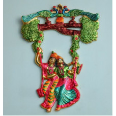 Deals, Discounts & Offers on  - Chhariya Crafts Radha Krishna Tree Jhula Wall Hanging Decorative Showpiece - 35 cm(Metal, Multicolor)
