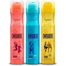 Deals and Offers on  - ENgAgE Blush, Spell and Tease Deodorant Spray - For Women, Pack of 3 Deodorant Spray - For Women(450 ml, Pack of 3) Deals, Discounts & Offers on  - ENgAgE Blush, Spell and Tease Deodorant Spray - For Women, Pack of 3 Deodorant Spray - For Women(450 ml, Pack of 3)