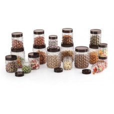 Deals, Discounts & Offers on Kitchen Containers - MASTER COOK 18 PC PET JARS SET - 250 ml, 600 ml, 1200 ml Plastic Grocery Container(Pack of 18, Clear)
