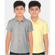 Deals, Discounts & Offers on  - [Size 8-9Y, 11-12Y] PROVOGUEBoys Regular Fit Solid Casual Shirt(Pack of 2)