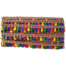 Deals, Discounts & Offers on  - hariyanilace Desinger Lace with Multi Tassels Nylon Lace Saree Falls(Multicolor)