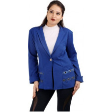 Deals, Discounts & Offers on  - [Size M] Heaven AngelSolid Single Breasted Casual Women Full Sleeve Blazer(Light Blue)