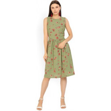 Deals, Discounts & Offers on  - [Size L] Tokyo TalkiesWomen Fit and Flare Green Dress