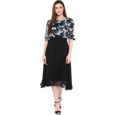 Deals, Discounts & Offers on  - [Size L, XL] HARPAWomen Fit and Flare Black Dress