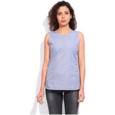 Deals, Discounts & Offers on Laptops - [Size XL] VAN HEUSENCasual Sleeveless Self Design Women Dark Blue Top