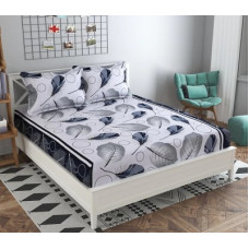 Deals, Discounts & Offers on  - H18 SHEET 160 TC Microfiber Double Printed Bedsheet(Pack of 1, White, Black Leaves)