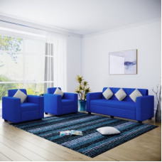 Deals, Discounts & Offers on Furniture - Flipkart Perfect Homes Burano Fabric 3 + 1 + 1 Blue Sofa Set