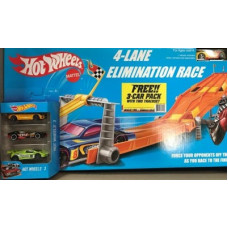 Deals, Discounts & Offers on Toys & Games - HOT WHEELS 4 Lane Elimination Race Track Set with Free 3 Hot Wheels Pack Car(Mullticolor)