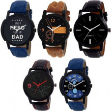 Deals, Discounts & Offers on Watches & Wallets - ReniSalesNew Modish Fashion Leather Strap Set Of Five Combo Watch For Men & Women Analog Watch - For Boys & Girls