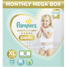 Deals, Discounts & Offers on Baby Care - Pampers Premium Monthly Box Pack Cotton like soft Diapers with Wetness Indicator - XL(72 Pieces)