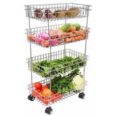 Deals, Discounts & Offers on Furniture - Flipkart Perfect Homes Studio Stainless Steel 4 Layer Onion Potato Stand For Kitchen Fruit Vegetable Stand Storage Trolley Stainless Steel Kitchen Trolley