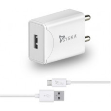 Deals, Discounts & Offers on Mobile Accessories - Syska WC2.1A-WH Fast Charger 2.1 A Mobile Charger with Detachable Cable(White, Cable Included)
