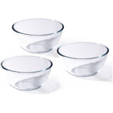 Deals, Discounts & Offers on  - Renberg Borosilicate Glass Mixing Bowl Set-500 ml + 1000ml + 1600ml (RBIN-15011) Borosilicate Glass Mixing Bowl(White, Pack of 3)