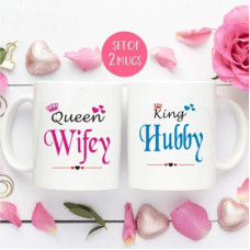 Deals, Discounts & Offers on  - VA International W4-King Husband Queen Wife Couple Ceramic Coffee MUG Set of 2 (325ml) Ceramic Coffee Mug(325 ml, Pack of 2)