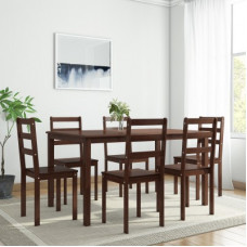 Deals, Discounts & Offers on Furniture - WOODNESS Winston Solid Wood 6 Seater Dining Set(Finish Color - Wenge)