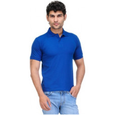 Deals, Discounts & Offers on  - [Size S] TSxSolid Men Polo Neck Blue T-Shirt
