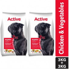 Deals, Discounts & Offers on  - Active (Buy 1 Get 1 Free) Puppy Chicken and Vegetables Vegetable 6 kg (2x3 kg) Dry Young Dog Food