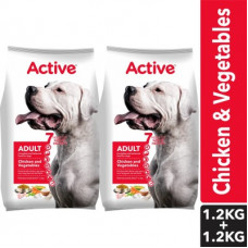 Deals, Discounts & Offers on  - Active (Buy 1 Get 1 Free) Adult Chicken and Vegetables Vegetable 2.4 kg (2x1.2 kg) Dry Adult Dog Food