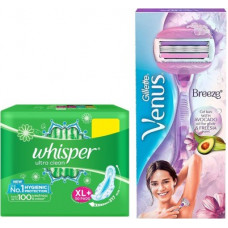 Deals, Discounts & Offers on  - Whisper cleans 50s plus Venus Breeze razor (feminine hygiene combo)(2 Items in the set)