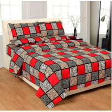 Deals, Discounts & Offers on  - RS Enterprises 120 TC Cotton Double Checkered Bedsheet(Pack of 1, Red)