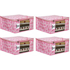 Deals, Discounts & Offers on  - Virtue Saree Cover Storage Bag Big For Clothes with Zip Organizer For Wardrobe, Set of 4, Non Woven Fabric Cloth 9