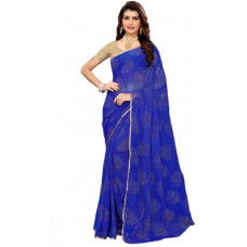 Deals, Discounts & Offers on  - RatnavatiWoven, Embellished Daily Wear Chiffon Saree(Blue)