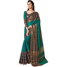 Deals, Discounts & Offers on  - BAPSStriped Bollywood Cotton Silk Saree(Multicolor)