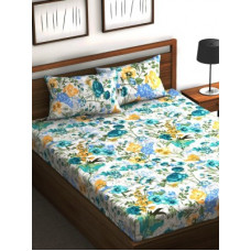 Deals, Discounts & Offers on  - Flipkart SmartBuy 144 TC Cotton Double Floral Bedsheet(Pack of 1, Green & Yellow)