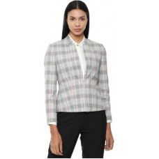 Deals, Discounts & Offers on  - [Size XXL] VAN HEUSENCheckered Single Breasted Casual Women Full Sleeve Blazer(Grey)