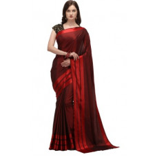 Deals, Discounts & Offers on  - 3Buddy FashionSolid Bollywood Satin Blend Saree(Maroon)