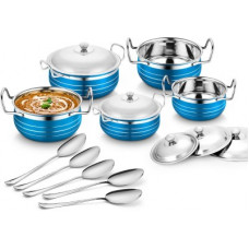 Deals, Discounts & Offers on Cookware - Classic Essential 5pcs coloured handi Induction Bottom Cookware Set(Stainless Steel, 5 - Piece)