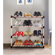 Deals, Discounts & Offers on Furniture - Flipkart Perfect Homes Studio Shoe Stand DIY Plastic Shoe Portable Storage Organizer 4-Shelf Plastic Shoe Stand Brown Plastic Shoe Stand(Brown, 4 Shelves, Pre-assembled)