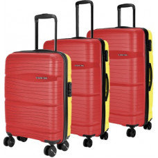 Deals, Discounts & Offers on  - NASHER MILESHard Body Set of 3 Luggage - Nicobar Hard-sided Polypropylene Luggage Set of 3 Red and Yellow Trolley Bags (55, 65 & 75 Cm) - Red, Yellow