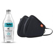 Deals, Discounts & Offers on  - Dabur Sanitize Y - | Alcohol Based Sanitizer 450 ml & mask 2 pc Hand Rub Bottle(450 ml)
