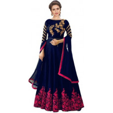 Deals, Discounts & Offers on  - ASHTAVINAYAKEmbroidered Semi Stitched Lehenga Choli(Pink, Blue)