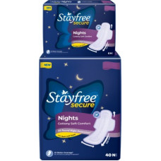 Deals, Discounts & Offers on  - STAYFREE Secure Nights sanitary pads for women, cottony cover with 100% leakage protection, 2x coverage