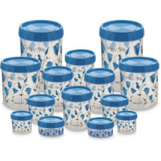 Deals, Discounts & Offers on Kitchen Containers - POLYSET Twisty-Valley of Tulip - 8600 ml Plastic Grocery Container(Pack of 14, Blue)