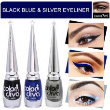 Deals, Discounts & Offers on  - ColorDiva Eyeliner Black, Blue, Grey Pack of 3 21 ml(Multicolor)