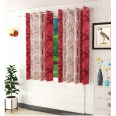 Deals, Discounts & Offers on  - Panipat Textile Hub 152 cm (5 ft) Polyester Window Curtain (Pack Of 2)(Floral, Maroon)