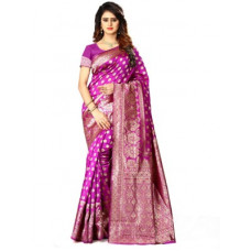 Deals, Discounts & Offers on  - ShoppershopeeSelf Design Bollywood Poly Silk Saree(Magenta)