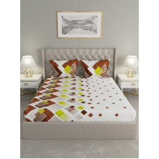 Deals, Discounts & Offers on  - Raymond Home 144 TC Cotton Double Geometric Bedsheet(Pack of 1, Orange)