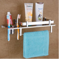 Deals, Discounts & Offers on  - LERICON High Grade Stainless Steel 3 in 1 Multipurpose Bathroom Shelf/Rack/Towel Hanger/Tumbler Holder/Bathroom Accessories Steel Toothbrush Holder(Silver, Wall Mount)