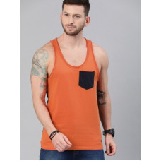 Deals, Discounts & Offers on  - [Size M] ROADSTERSelf Design Men Scoop Neck Orange T-Shirt